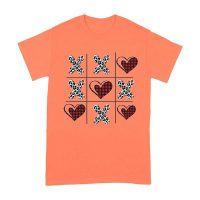 Valentine's Day T-Shirt ? Plaid Hearts & Leopard Print XO Design, Cute Romantic Gift for Couples Unisex Adult