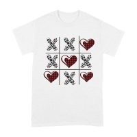 Valentine's Day T-Shirt ? Plaid Hearts & Leopard Print XO Design, Cute Romantic Gift for Couples Unisex Adult