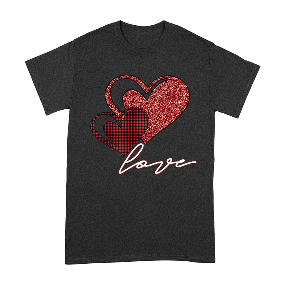 Vln-19_A-Black.jpg Love Heart Design T-Shirt ? Cute And Romantic Valentine'S Day Gift For Couples Unisex Adult – Viva Party