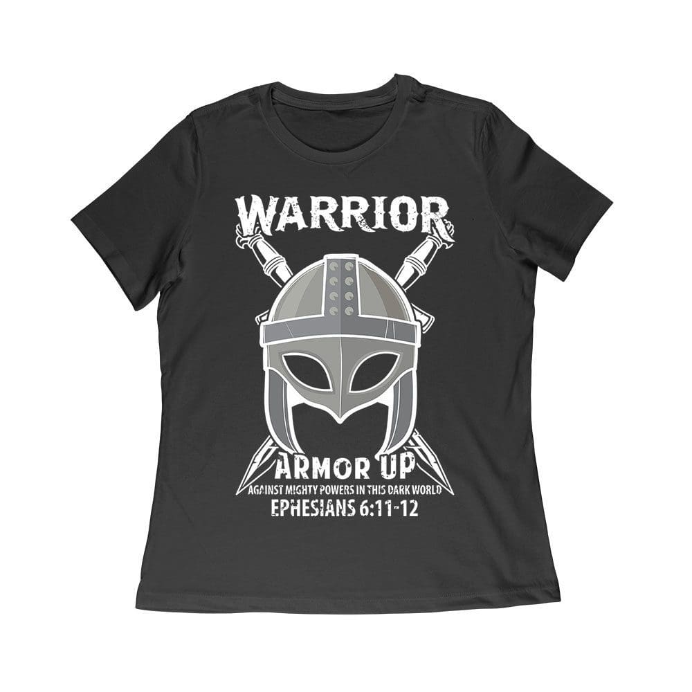 Wr-01_Wr-Black.jpg Armor Up Warrior Shirt - Fight Mighty Powers T-Shirt - Ephesians 6:11-12 Christian Battle Armor Tee Women Relaxed – Viva Party